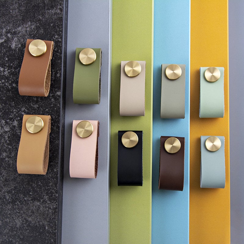 Leather Drawer Pull Knobs Cabinet Door pulls Dresser handle pull knob, Cowhide Cabinet handles pull Wardrobe handle pull furniture Hardware