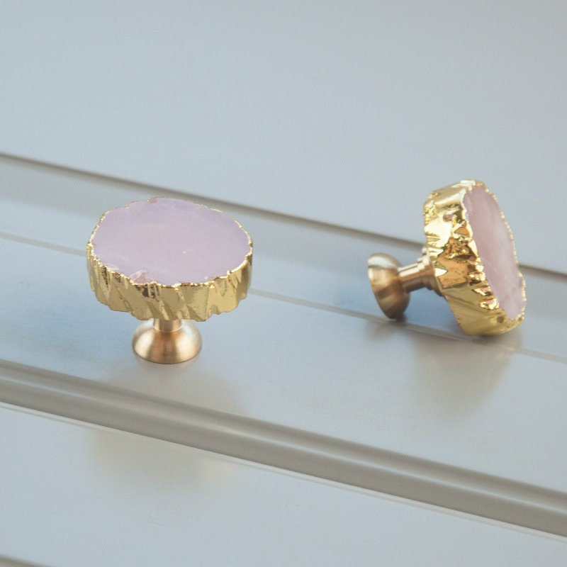 Crystal cabinet Knobs, boho dresser knobs, rose quartz diy drawer pulls , wardrobe Knob, Cabinet Knobs , furniture hardware