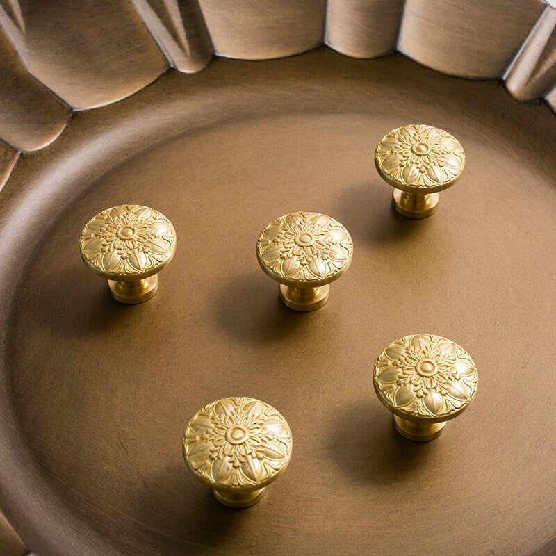 Vintage Brass Drawer Handle Knob, Golden Brass Handle Knobs, Round brass handle knob, Drawer Knobs Pulls, Cabinet Knobs, Home Improvement