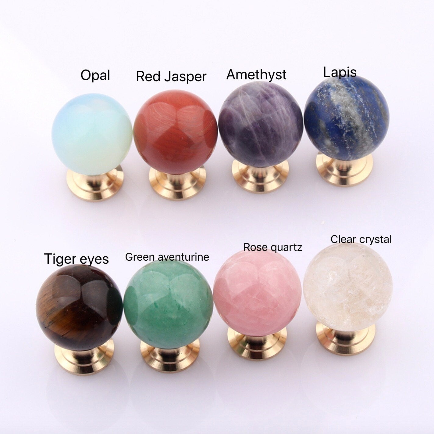 Natural Crystal with Brass Base Knobs, Lucky Natural Stone Crystal Handle drawer pulls handle knob, Wardrobe Handle, furniture hardware