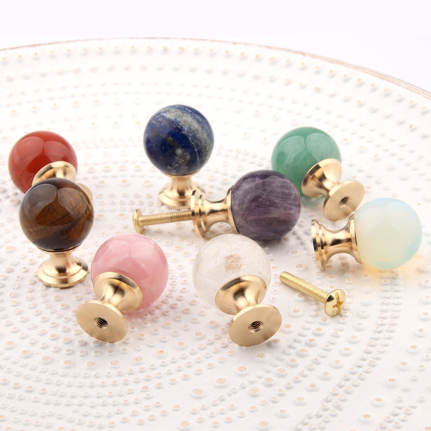 Natural Crystal with Brass Base Knobs, Lucky Natural Stone Crystal Handle drawer pulls handle knob, Wardrobe Handle, furniture hardware