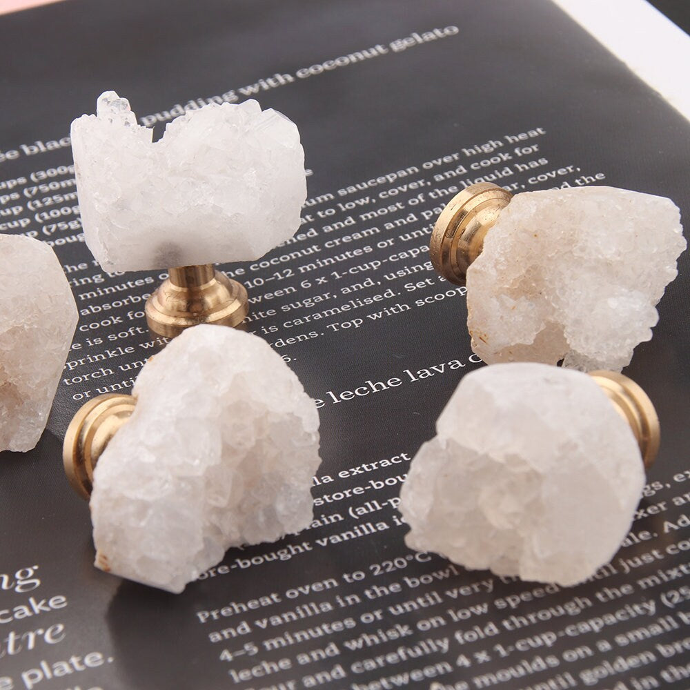 Crystal bud Handle drawer pulls handle knob, White Crystal Brass Base handle Knobs, dresser handle knob, Wardrobe Handle, furniture hardware