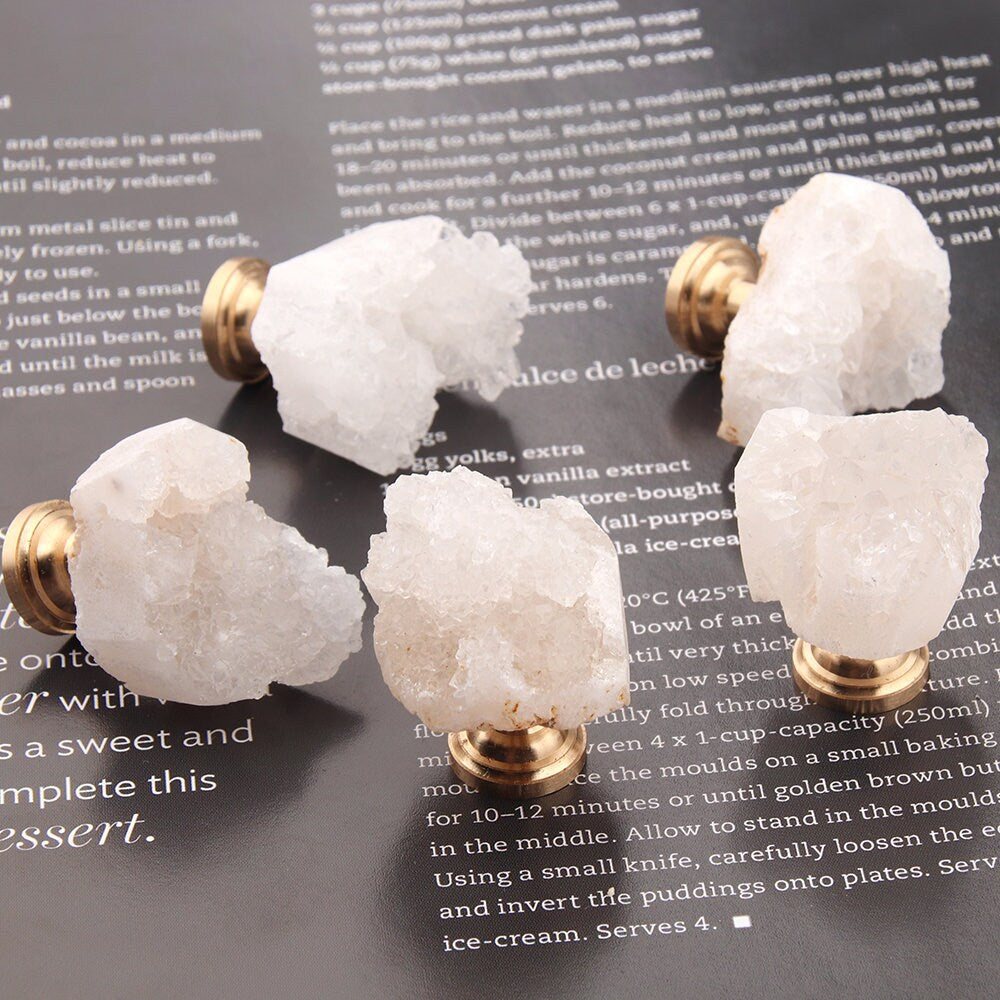 Crystal bud Handle drawer pulls handle knob, White Crystal Brass Base handle Knobs, dresser handle knob, Wardrobe Handle, furniture hardware