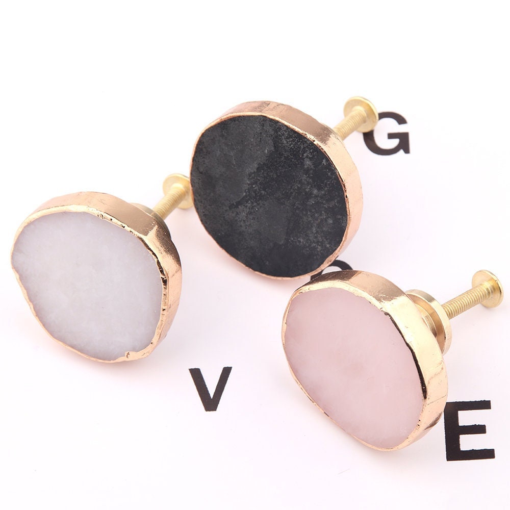 Natural Frosted Obsidian Knobs, Gold Foil Drawer Knobs, diy drawer pulls handle knob, Wardrobe Handle, Cabinet Knobs, furniture hardware