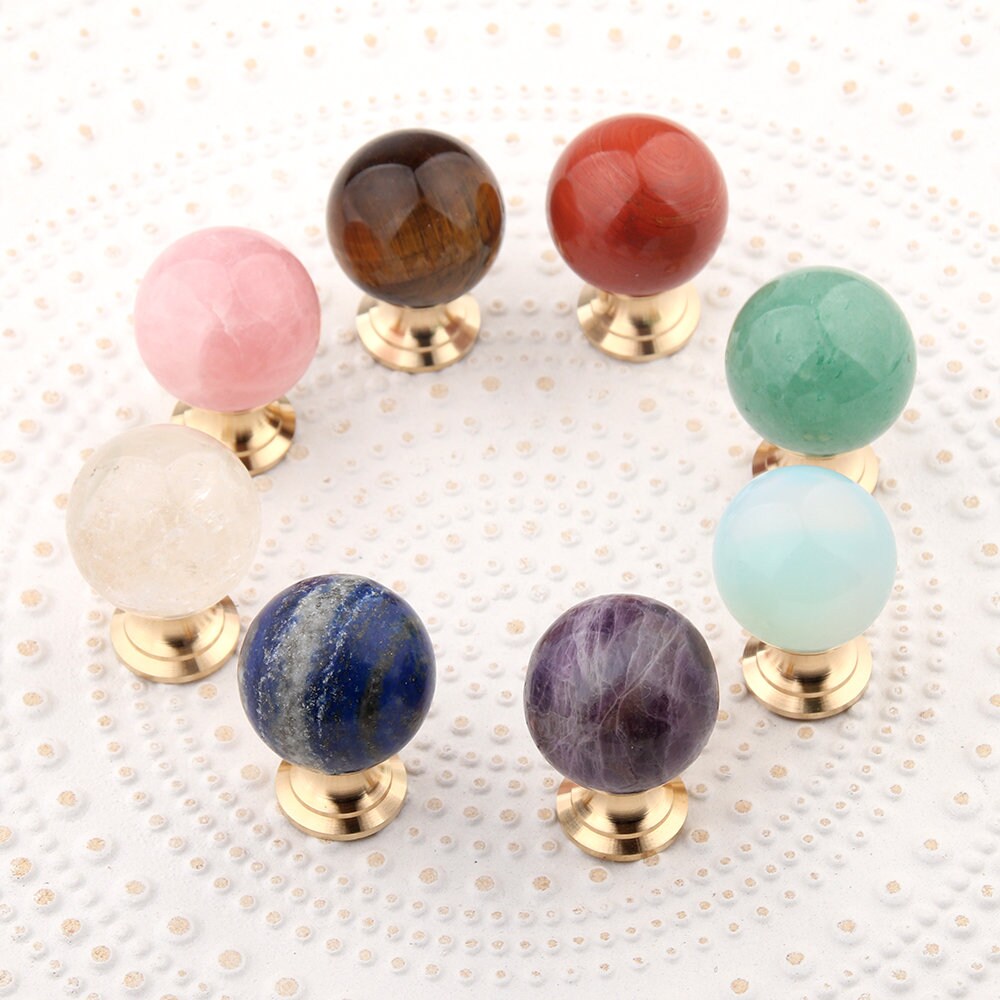 Natural Crystal with Brass Base Knobs, Lucky Natural Stone Crystal Handle drawer pulls handle knob, Wardrobe Handle, furniture hardware