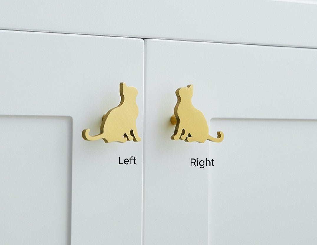 A pair of kittens Cabinet Knob, bedroom Animal Knobs drawer Knobs and Pulls, dresser handle knob, Wardrobe handle knob, furniture Hardware