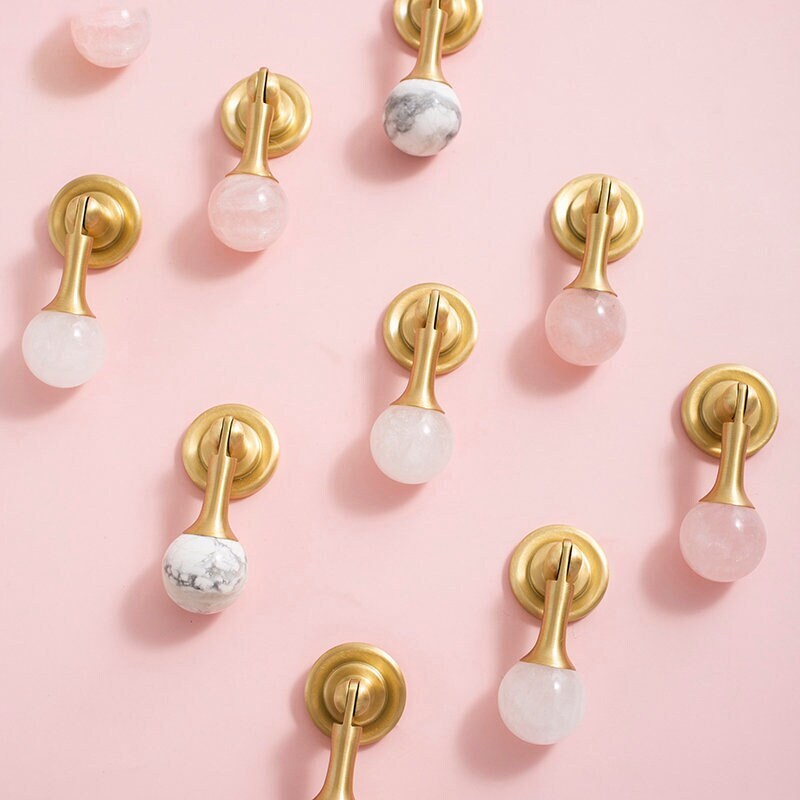 Brass Crystal Drop Drawer Knobs Pulls Dresser Knobs, Modern Pendant Pull Handles, Wardrobe Handle Cabinet Knobs, Furniture Handles Knob Pull