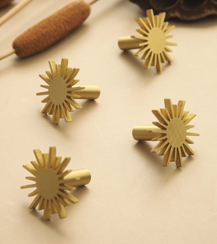 Solid Brass Sun Drawer Pull, Gold sunshine dresser Knobs Handles, Wardrobe handle Pulls Cabinet Pulls Knobs, Furniture hardware