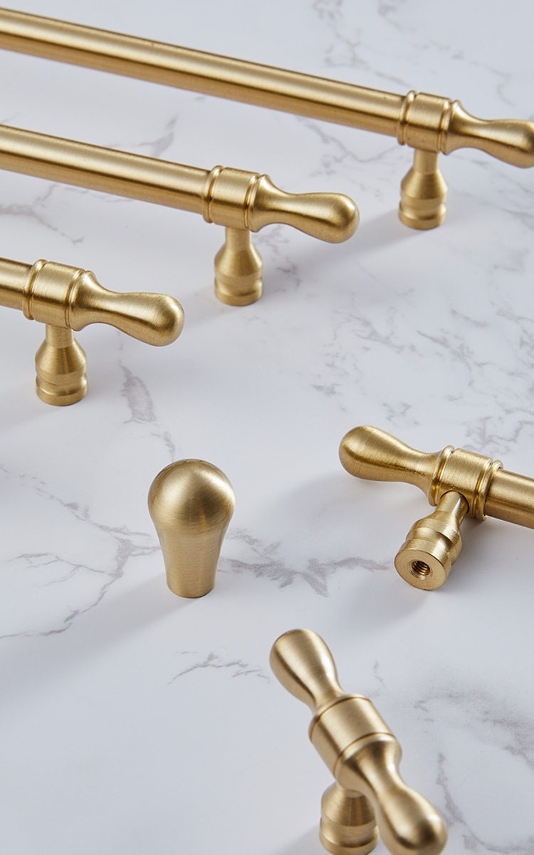 Gold knobs for dresser, Brass Drawer Pulls, Pure Brass Cabinet Pulls Knobs Handles, Kitchen Handles, Wardrobe handle Door pull