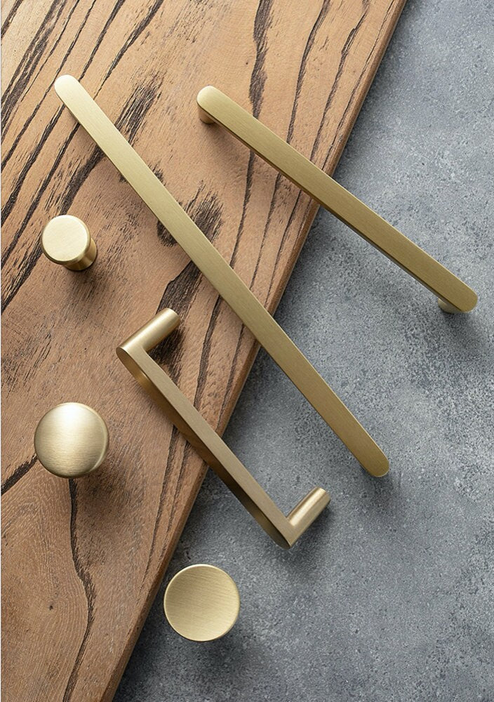 Minimalist Brass Drawer pulls, Golden Dresser Knobs Handles, Cabinet Pulls Knobs, wardrobe handle pull, Kitchen pull knob,Furniture hardware