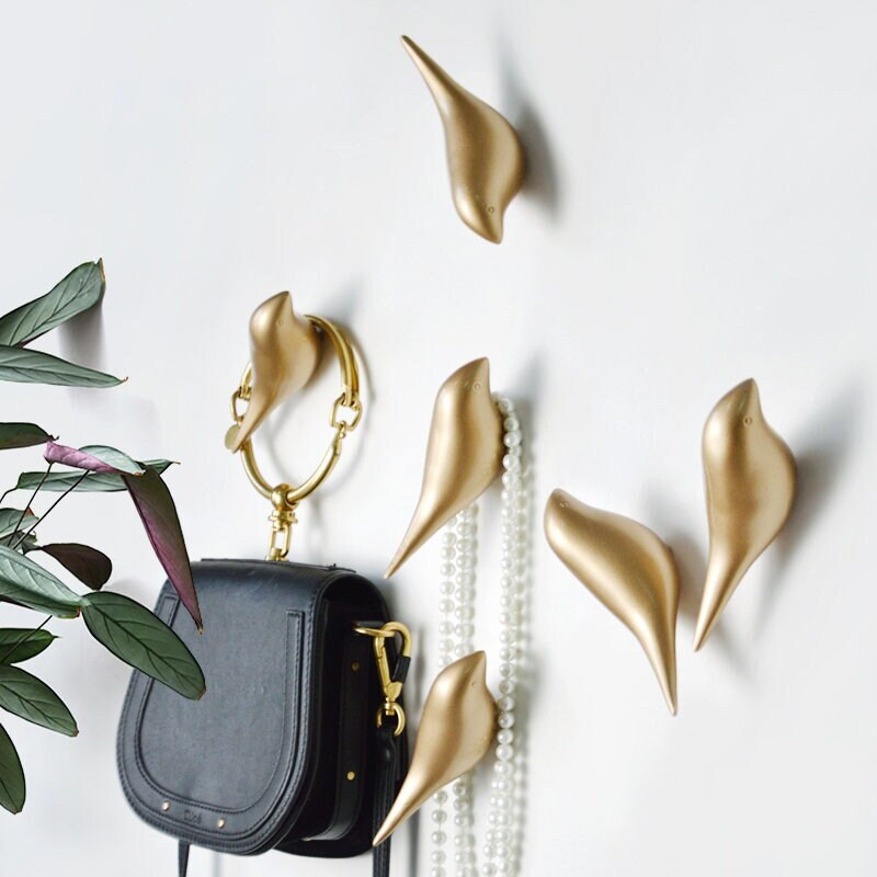 Gold bird wall hook, Modern minimalist Wall Hooks / bird Decorative Hooks / Bag hook / Towel hook / Wall Hook Coat Hangers Rack /Bird Hooks