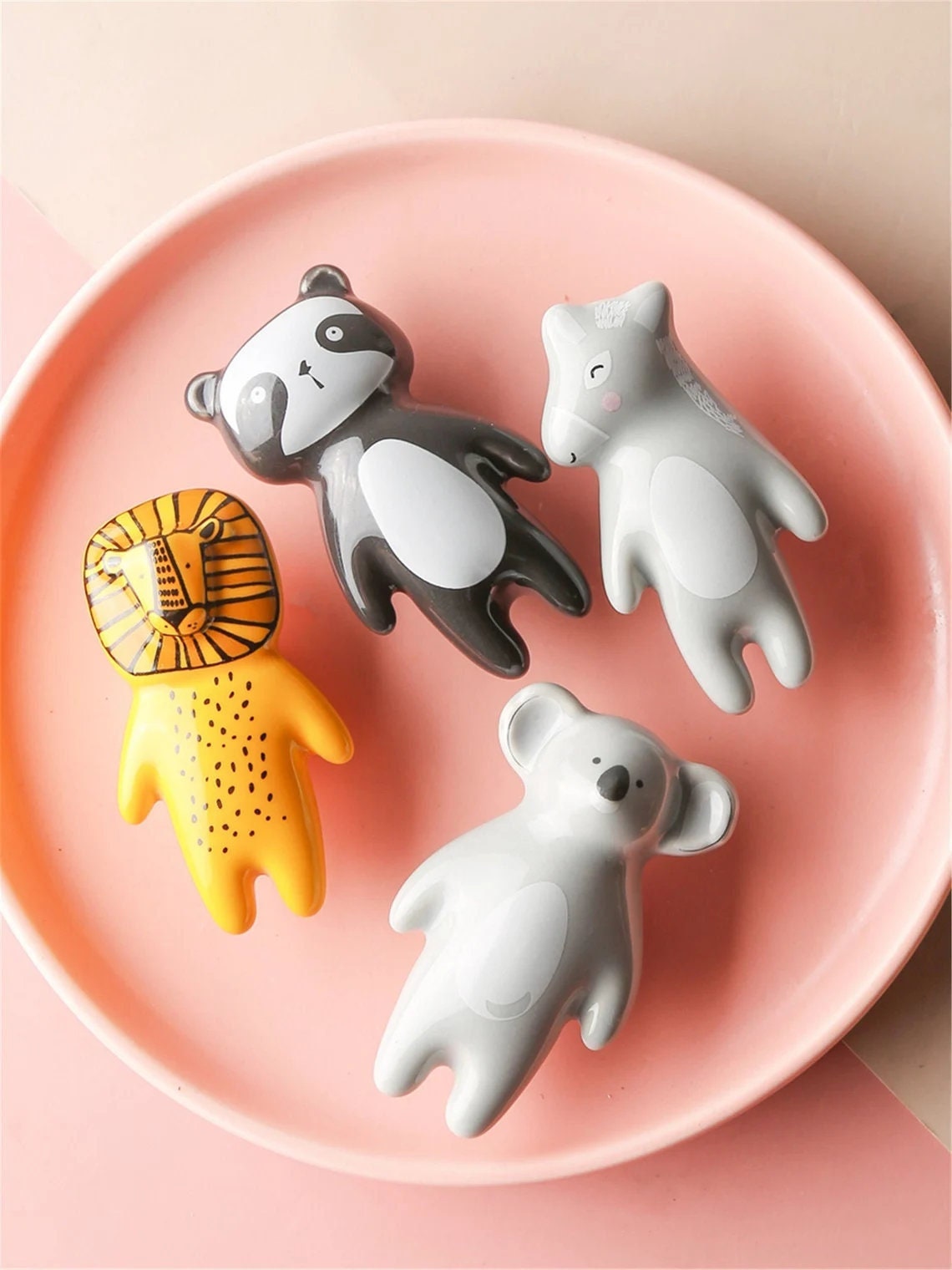 Animal ceramics handle knob, nursery drswer pull, kids bedroom Knobs Cabinet Door Handles lion drawer Knobs and Pulls furniture Handles