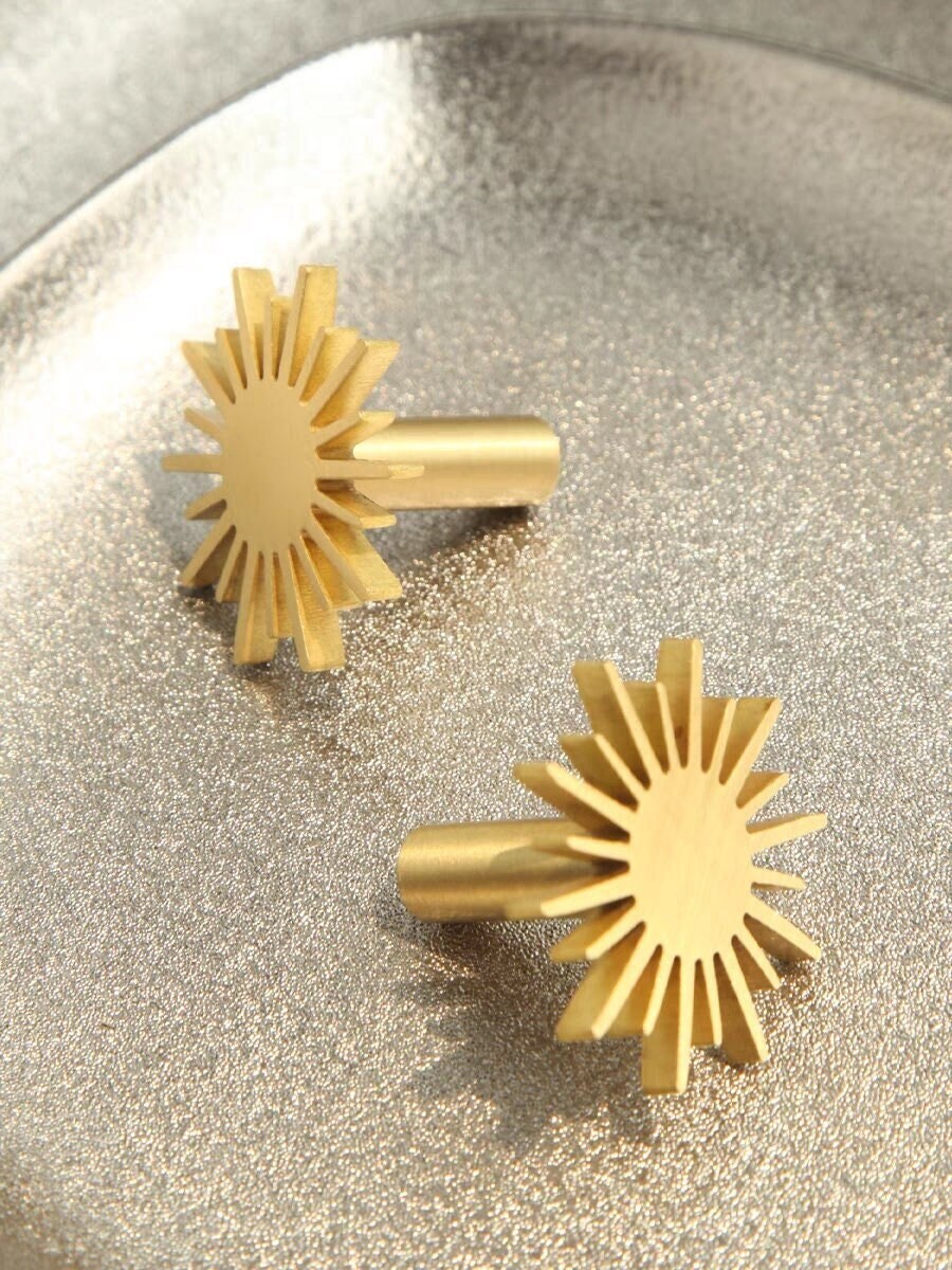 Solid Brass Sun Drawer Pull, Gold sunshine dresser Knobs Handles, Wardrobe handle Pulls Cabinet Pulls Knobs, Furniture hardware