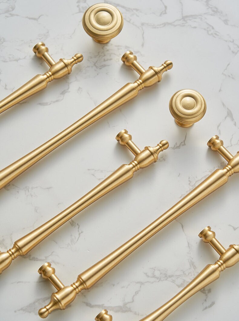 Golden Brass Drawer Handles Pull, Antique Brass Cabinet Door Handles, Dresser Pulls Knobs Handles, Kitchen Knobs handle Wardrobe pull handle