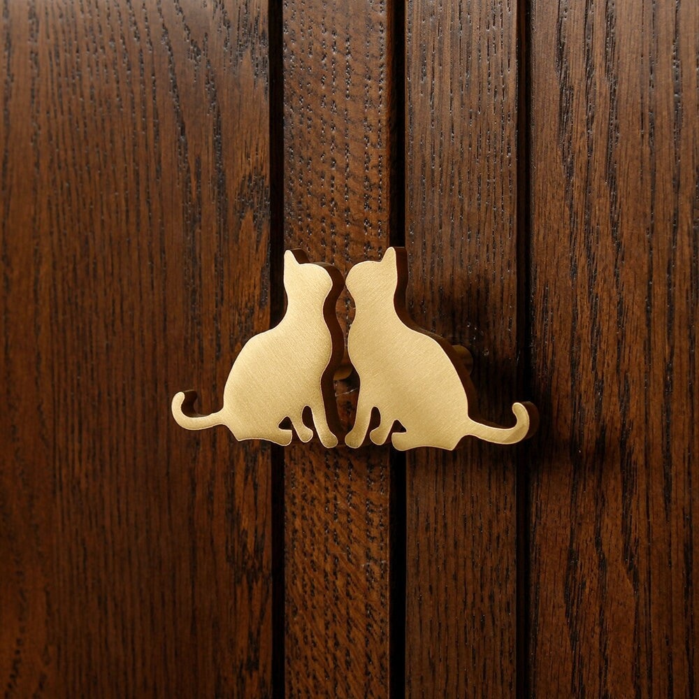 A pair of kittens Cabinet Knob, bedroom Animal Knobs drawer Knobs and Pulls, dresser handle knob, Wardrobe handle knob, furniture Hardware