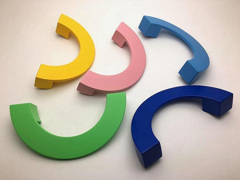 Colorful Semicircle Drawer pulls Dresser Knobs Handles Nursery Children's Room Cabinet Door Handle Wardrobe handle pull Furniture hardware