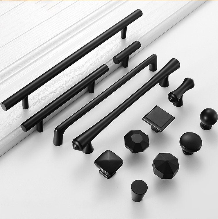 Modern Matte Black Drawer Pulls Handle knob Cabinet Dresser Pulls Knobs Handles Kitchen Handle Wardrobe handle Modern Furniture Hardware