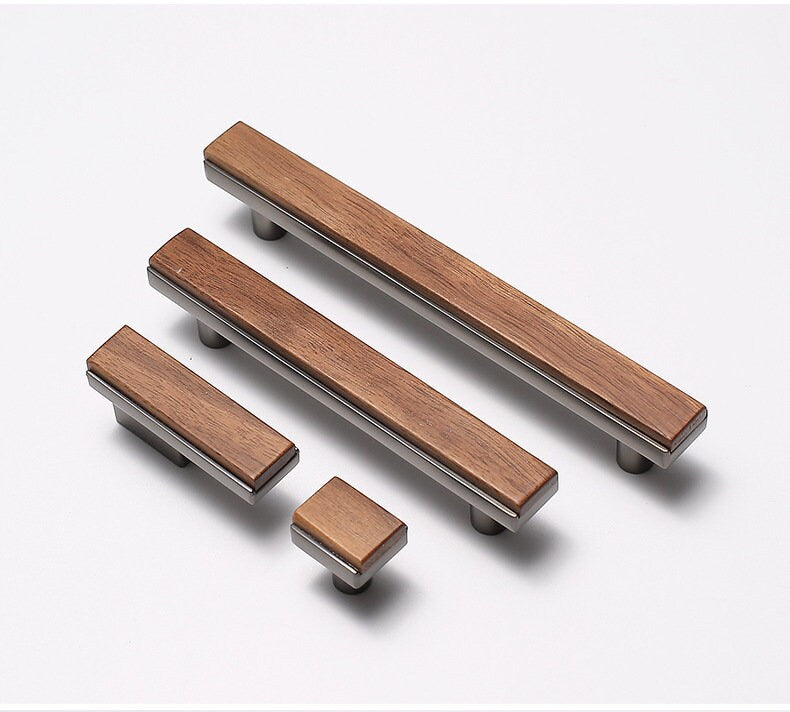 Flat Walnut Cabinet handles pulls, wood Drawer Dresser handles pull, wardrobe handle pull, Kitchen pull knob, wood handle,Furniture hardware