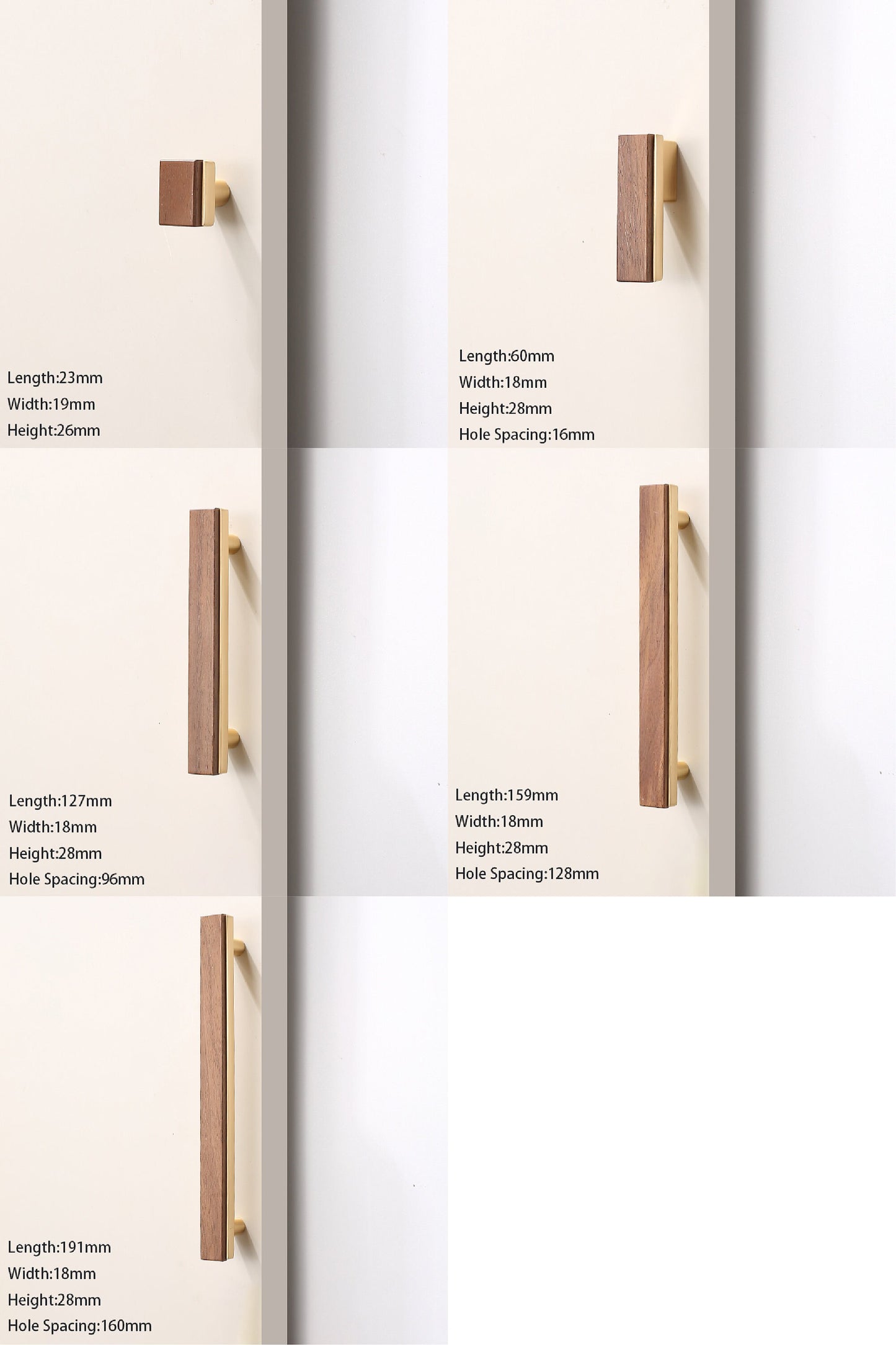 Flat Walnut Cabinet handles pulls, wood Drawer Dresser handles pull, wardrobe handle pull, Kitchen pull knob, wood handle,Furniture hardware