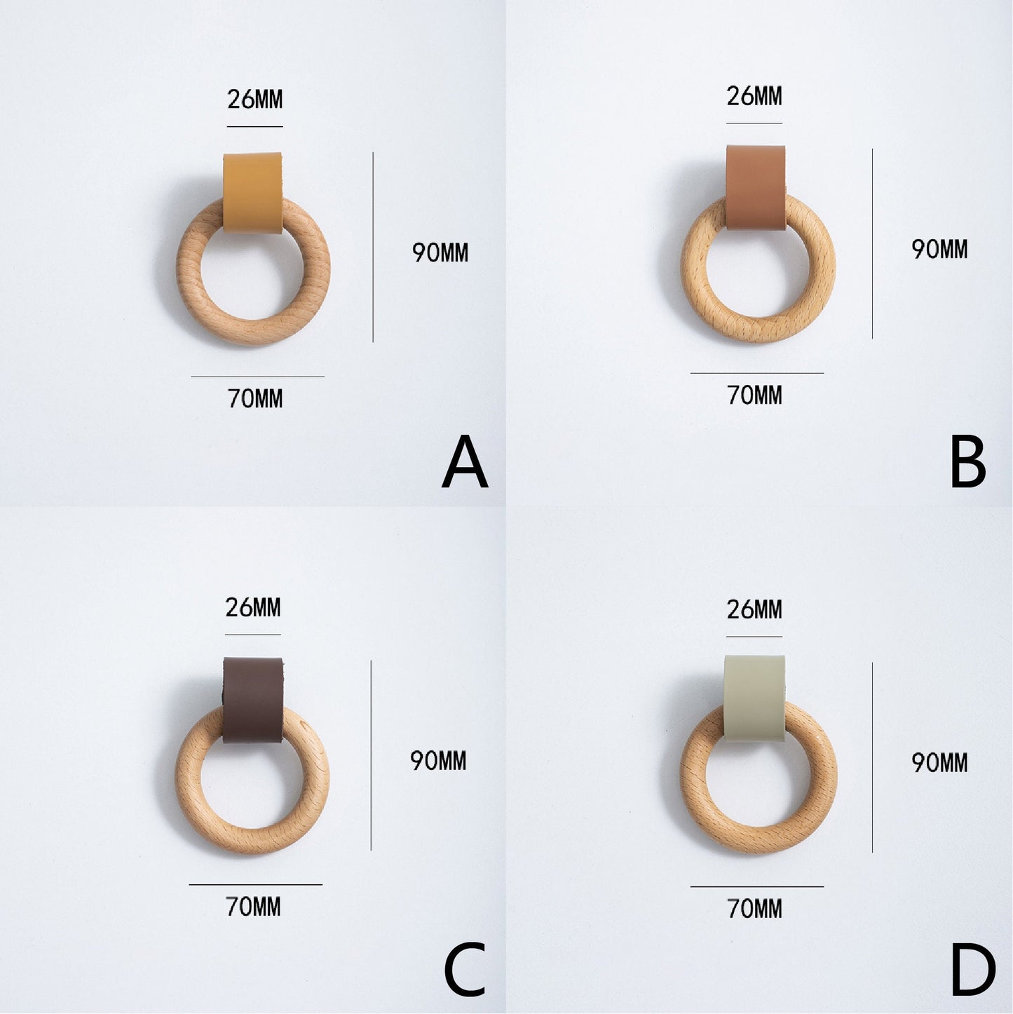 Wood circular cowhide Cabinet Pulls, Wood Leather Drawer Pulls Knobs leather Handles, Dresser Knobs handle, Nordic Furniture Hardware