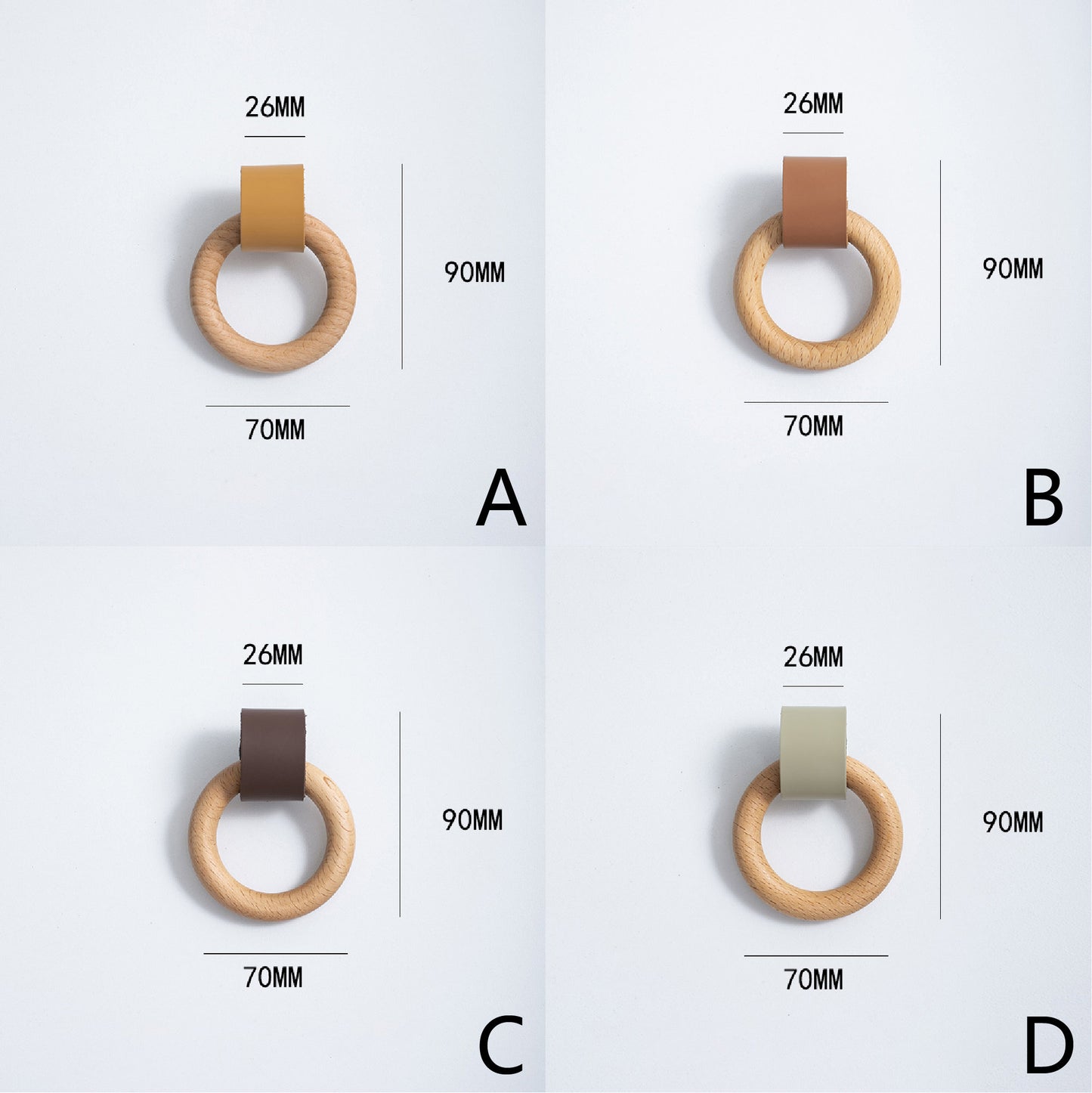 Nordic Cowhide Leather Drawer Pulls Knobs leather Handles pull, Wood circular Cabinet Pulls, Dresser Kitchen Knobs handle Furniture Hardware