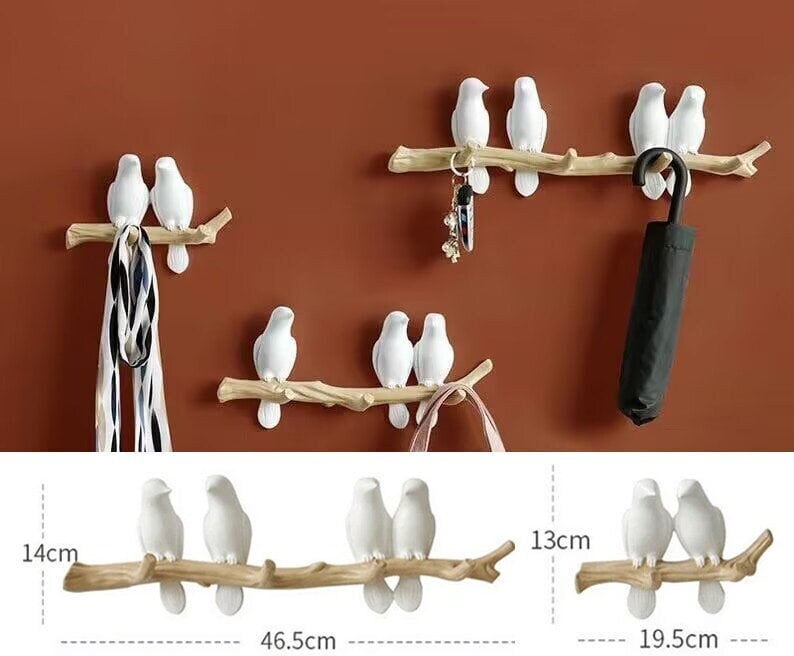 Minimalist bird Wall Hooks / Decorative bird on branch Hooks / Wall Hook Coat Hangers Rack /Bird Hooks