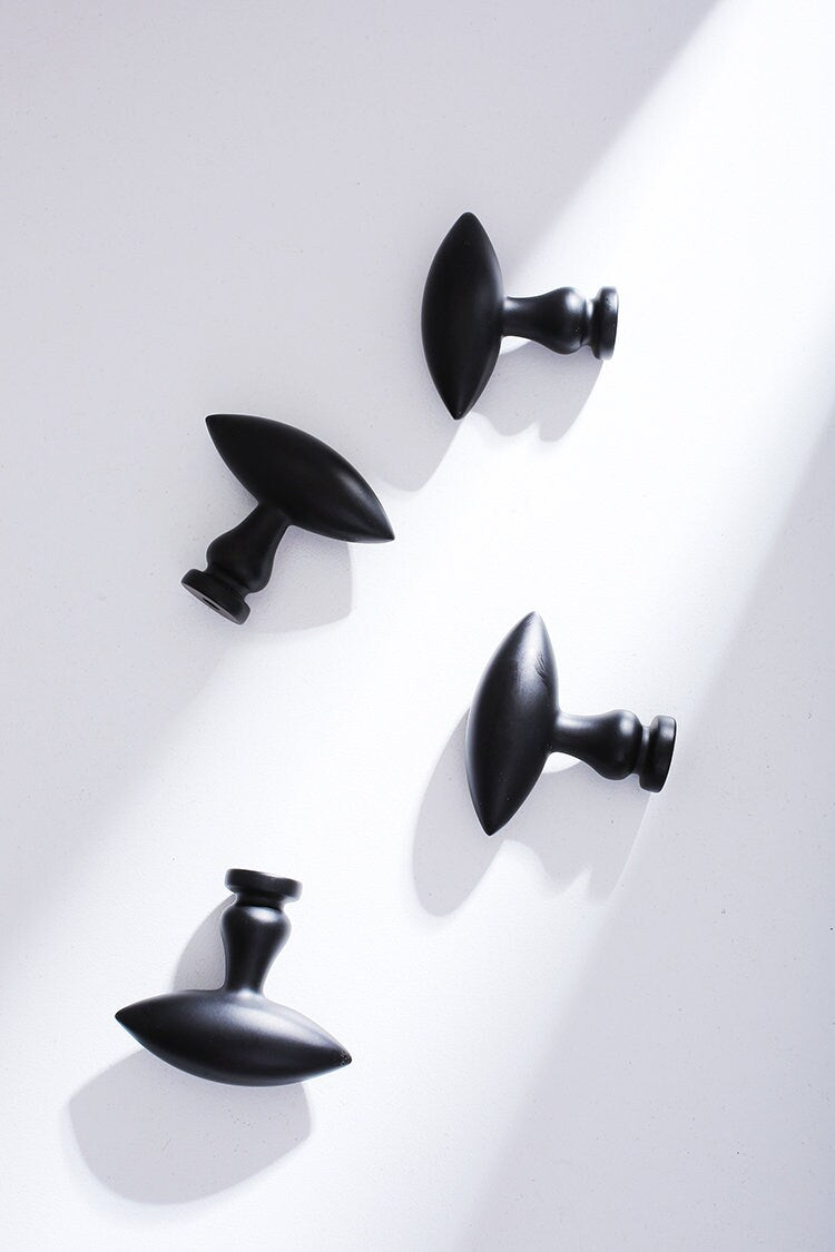 Olive shaped Drawer Pulls Handle knob, Matte black Cabinet Dresser Pulls Knobs Handles Wardrobe Knobs handle modern Furniture Hardware
