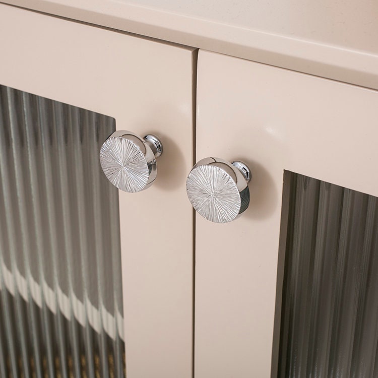 Silver Hammered Cabinet knob, Chrome Drawer Dresser round Knobs handle, Wardrobe Knob, Minimalist Pulls Knobs Handles,Cabinet Hardware