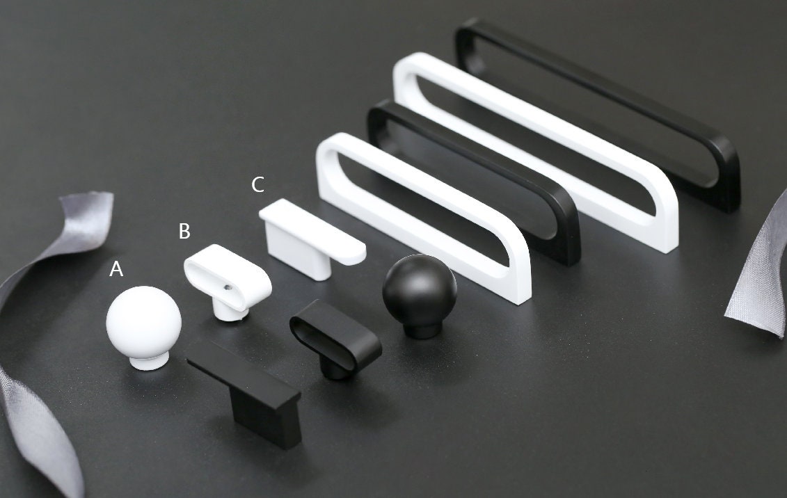 Black and White Drawer handle pulls, Dresser Knobs Handles, Cabinet Pulls Knobs, Wardrobe handle pull, Kitchen pull knob,Furniture hardware