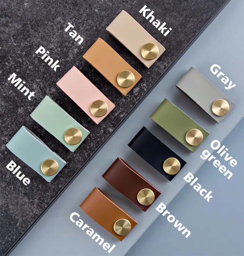 Leather Drawer Pull Knobs Cabinet Door pulls Dresser handle pull knob, Cowhide Cabinet handles pull Wardrobe handle pull furniture Hardware