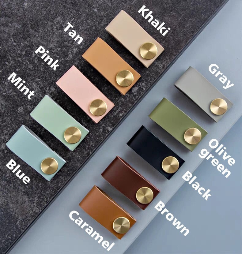 Cowhide Drawer Pull Knobs Leather Cabinet pulls QubicHomeware Cowhide Drawer Pull Knobs Leather Cabinet pulls QubicHomeware