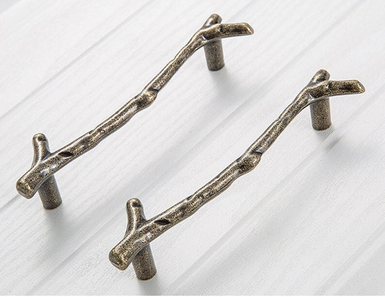 Antique Silver Tree Branch Handle Pull Knob Dresser Drawer Knobs Pulls Handles, cabinet handle knob, Knobs Drawer Cabinet Hardware