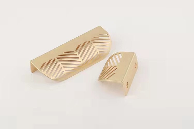 Hidden Brass Knobs Hollow Cabinet Door Handles leaf Dresser Drawer Knobs and Pulls Leaf Kitchen Cupboard Handles Hardware