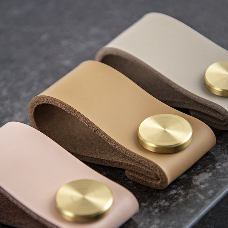 Cowhide Drawer Pull Knobs Leather Cabinet pulls QubicHomeware Cowhide Drawer Pull Knobs Leather Cabinet pulls QubicHomeware
