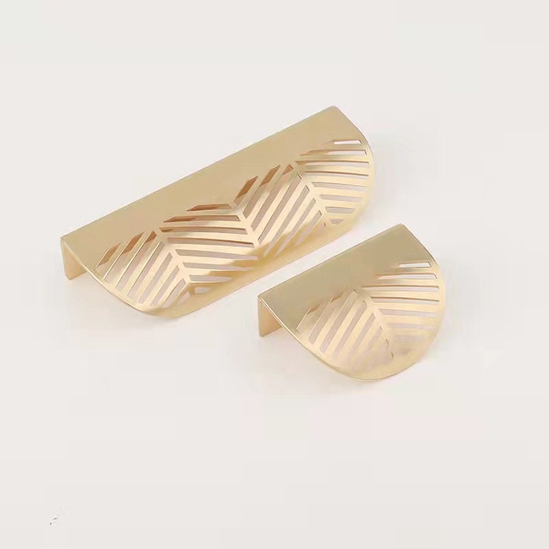 Hidden Brass Knobs Hollow Cabinet Door Handles leaf Dresser Drawer Knobs and Pulls Leaf Kitchen Cupboard Handles Hardware