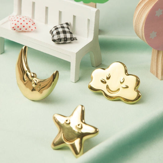 Brass moon star cloud Knobs, nursery room knobs, Furniture knobs, diy drawer pulls , wardrobe Knob, Cabinet Knobs , furniture hardware