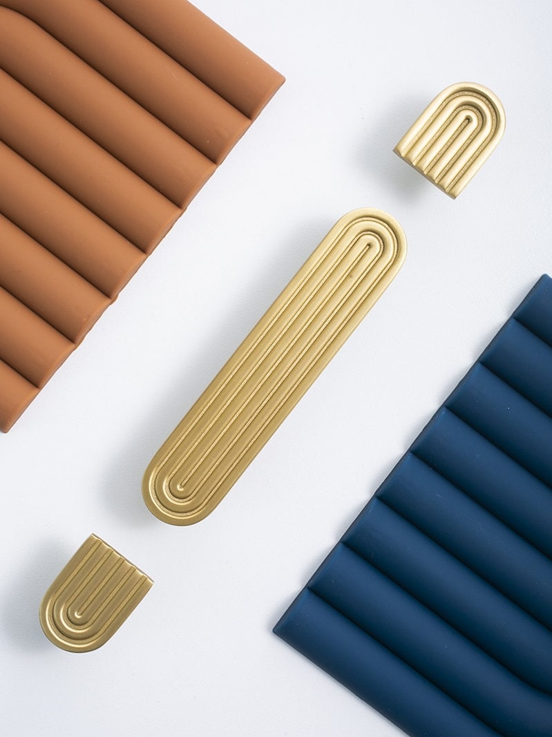 Matte gold boho rainbow Cabinet Pulls, Minimalist Drawer Pulls Knobs Handles, Modern Wardrobe Dresser Knobs handle Furniture Hardware