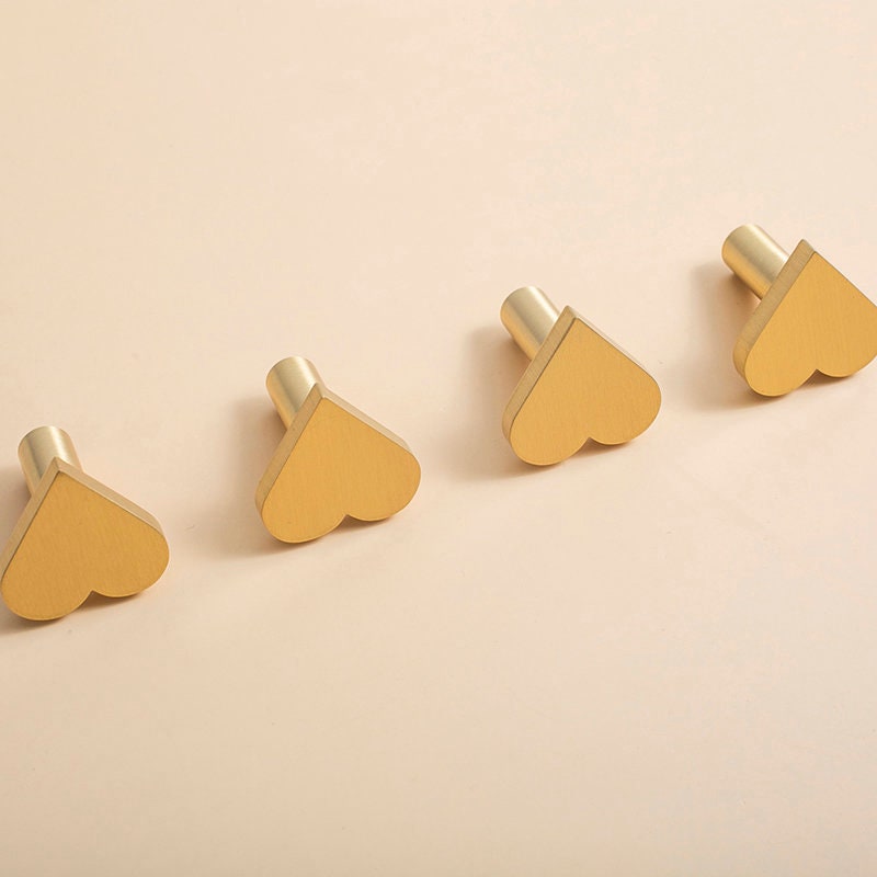Love Shape Wall Hooks, Brushed brass Knobs, Dresser Knobs Drawer Knobs Pulls, Wall Hook Coat Hangers Rack, Bathroom Handle Knob