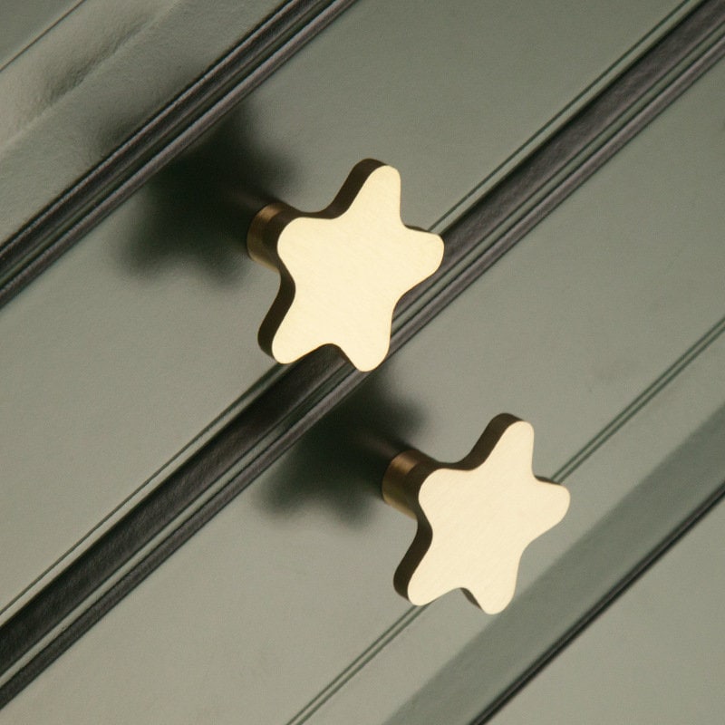 Brass star moon Knobs, nursery room knobs, twinkle Furniture knobs, Flower drawer pulls , wardrobe Knob, Cabinet Knobs, furniture hardware