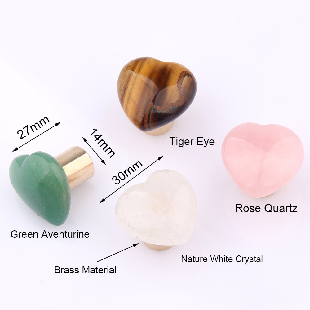 Nature Tiger Eye Single Knobs, Heart Shape Dresser Knobs, Rose quartz diy drawer pulls , Wardrobe Handle, Cabinet Knobs , furniture hardware