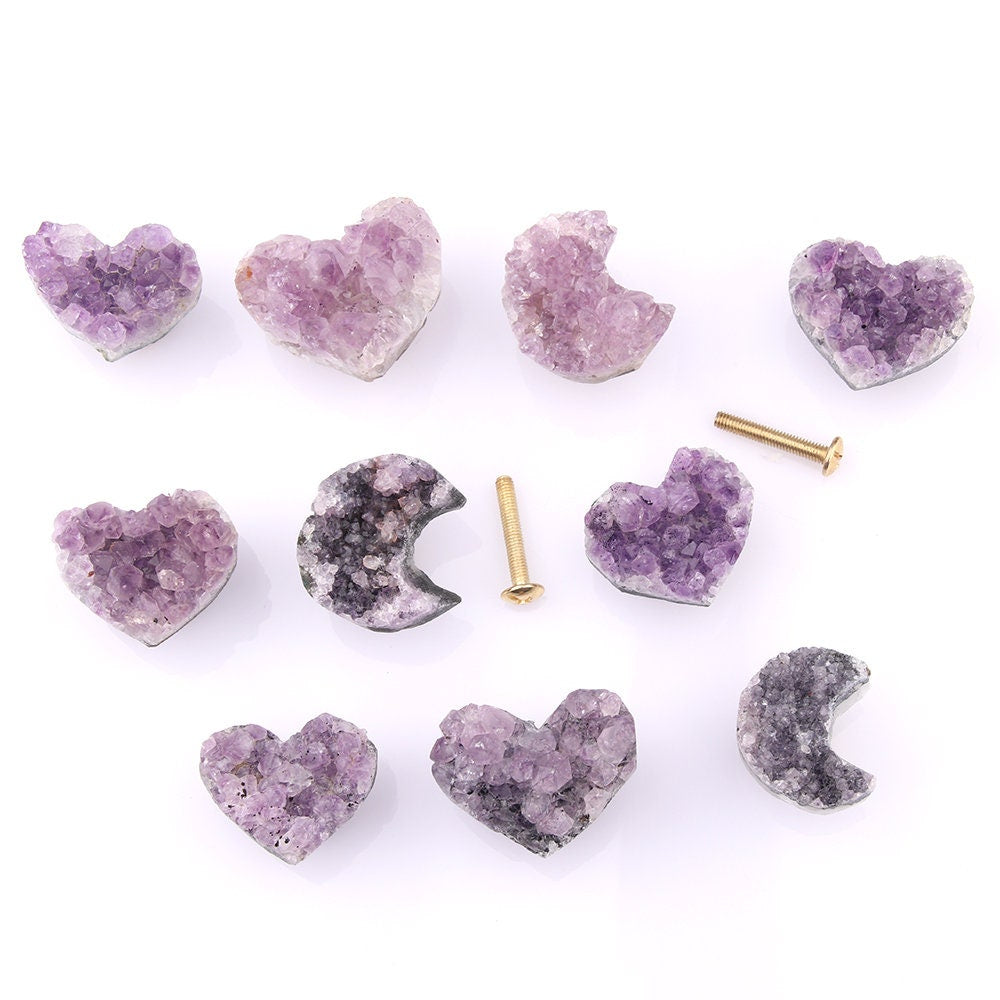 Natural Amethyst Drawer Knobs, White Crystal Dresser Knobs, diy drawer pulls , Wardrobe Handle, Cabinet Knobs, furniture hardware