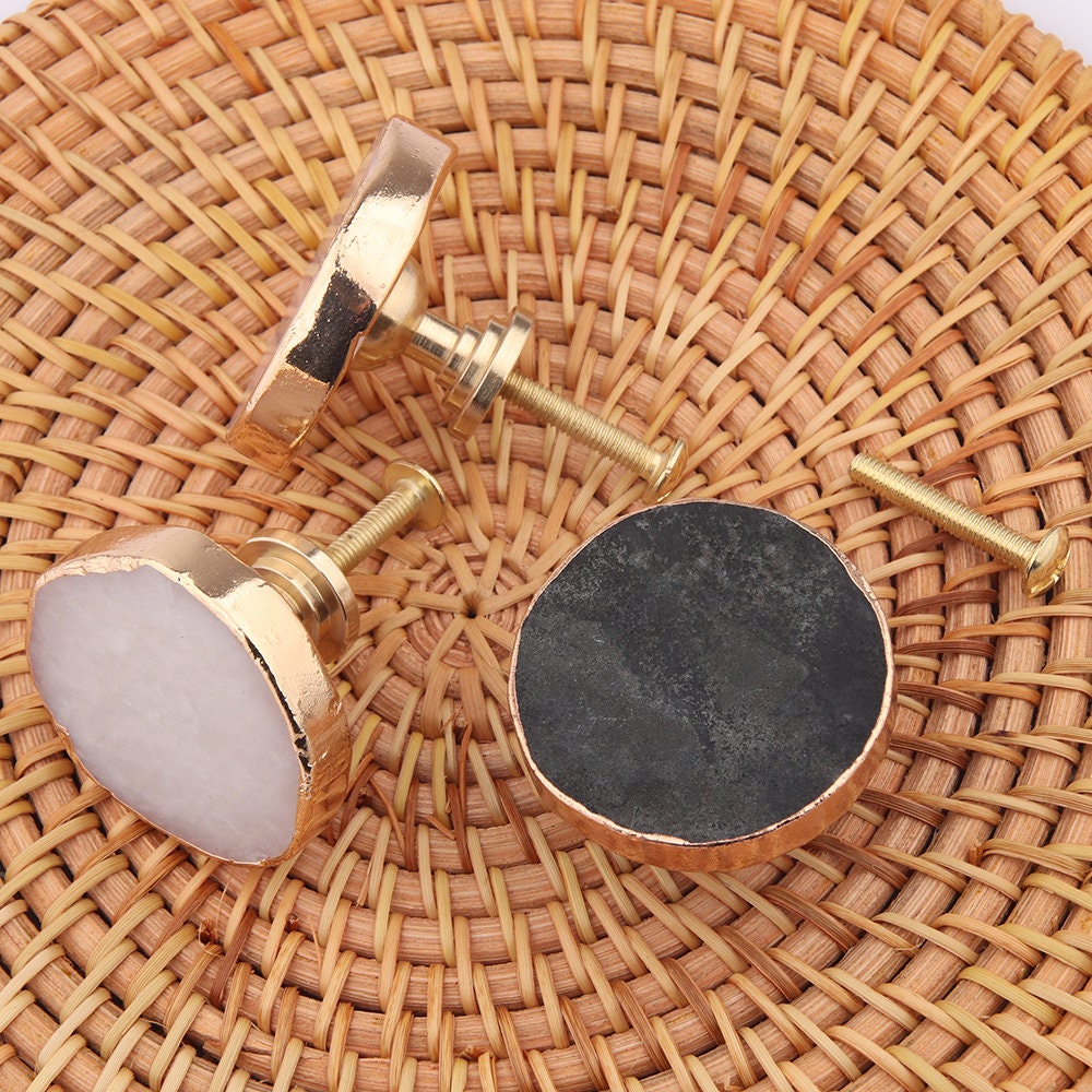 Natural Frosted Obsidian Knobs, Gold Foil Drawer Knobs, diy drawer pulls handle knob, Wardrobe Handle, Cabinet Knobs, furniture hardware