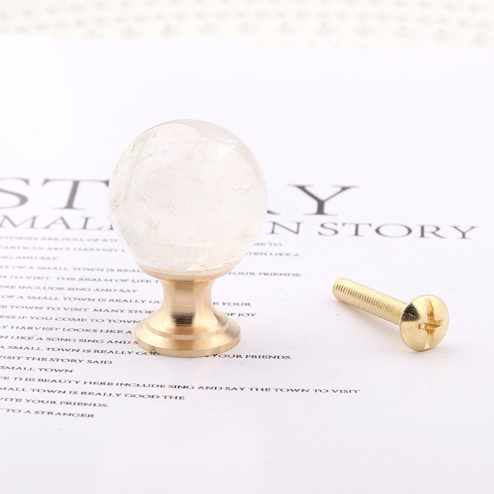 Natural Crystal with Brass Base Knobs, Lucky Natural Stone Crystal Handle drawer pulls handle knob, Wardrobe Handle, furniture hardware