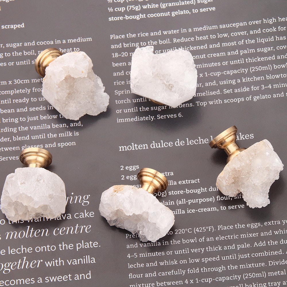 White Crystal with Brass Base Knobs, Crystal bud Handle drawer pulls handle knob, Wardrobe Handle, furniture hardware