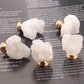 White Crystal with Brass Base Knobs, Crystal bud Handle drawer pulls handle knob, Wardrobe Handle, furniture hardware