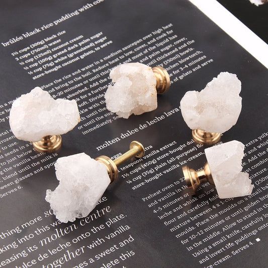 White Crystal with Brass Base Knobs, Crystal bud Handle drawer pulls handle knob, Wardrobe Handle, furniture hardware