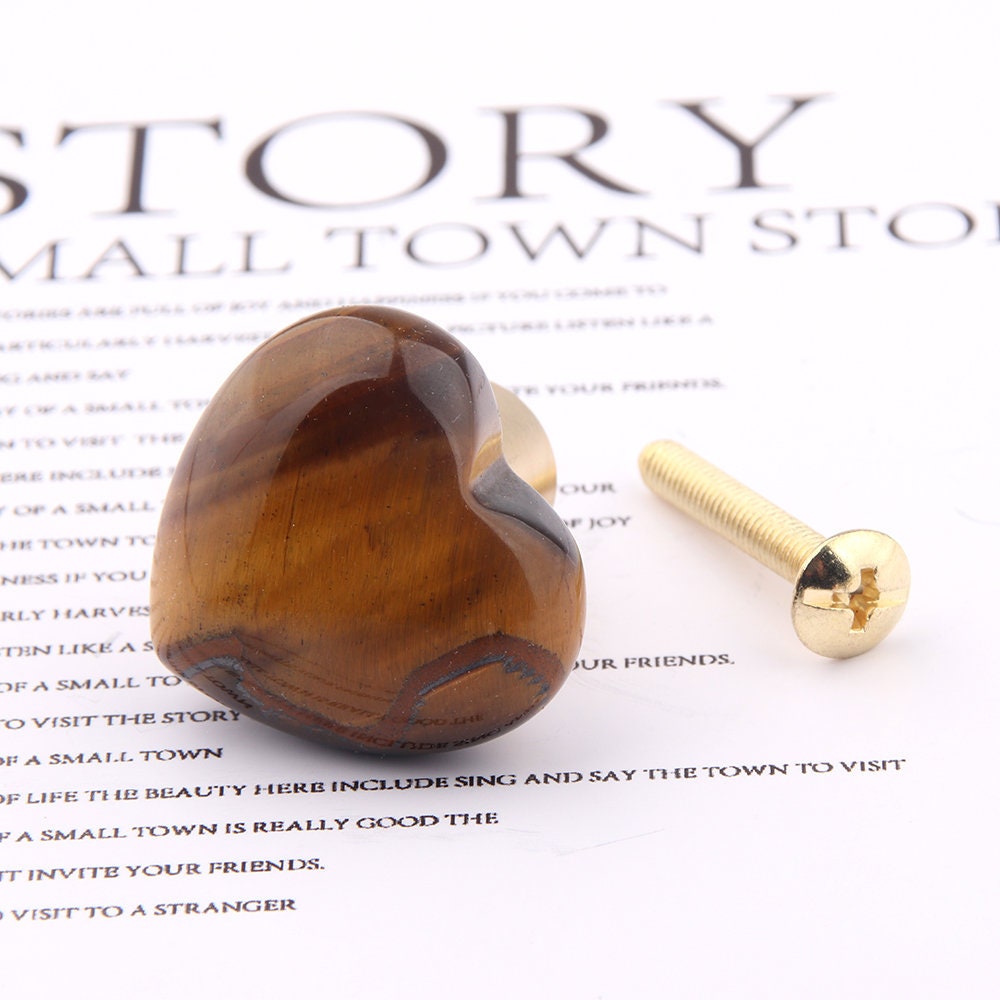 Nature Tiger Eye Single Knobs, Heart Shape Dresser Knobs, Rose quartz diy drawer pulls , Wardrobe Handle, Cabinet Knobs , furniture hardware