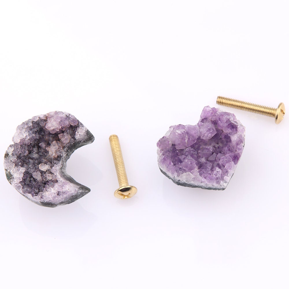 Natural Amethyst Drawer Knobs, White Crystal Dresser Knobs, diy drawer pulls , Wardrobe Handle, Cabinet Knobs, furniture hardware