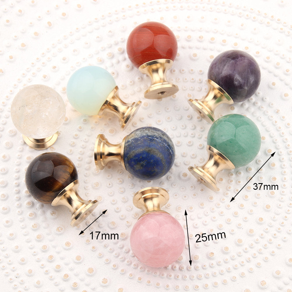 Natural Crystal with Brass Base Knobs, Lucky Natural Stone Crystal Handle drawer pulls handle knob, Wardrobe Handle, furniture hardware