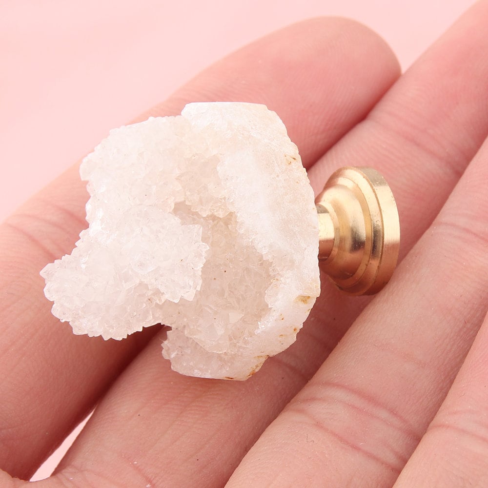 White Crystal with Brass Base Knobs, Crystal bud Handle drawer pulls handle knob, Wardrobe Handle, furniture hardware
